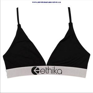Ethika Nylon black triangle bra. Medium.